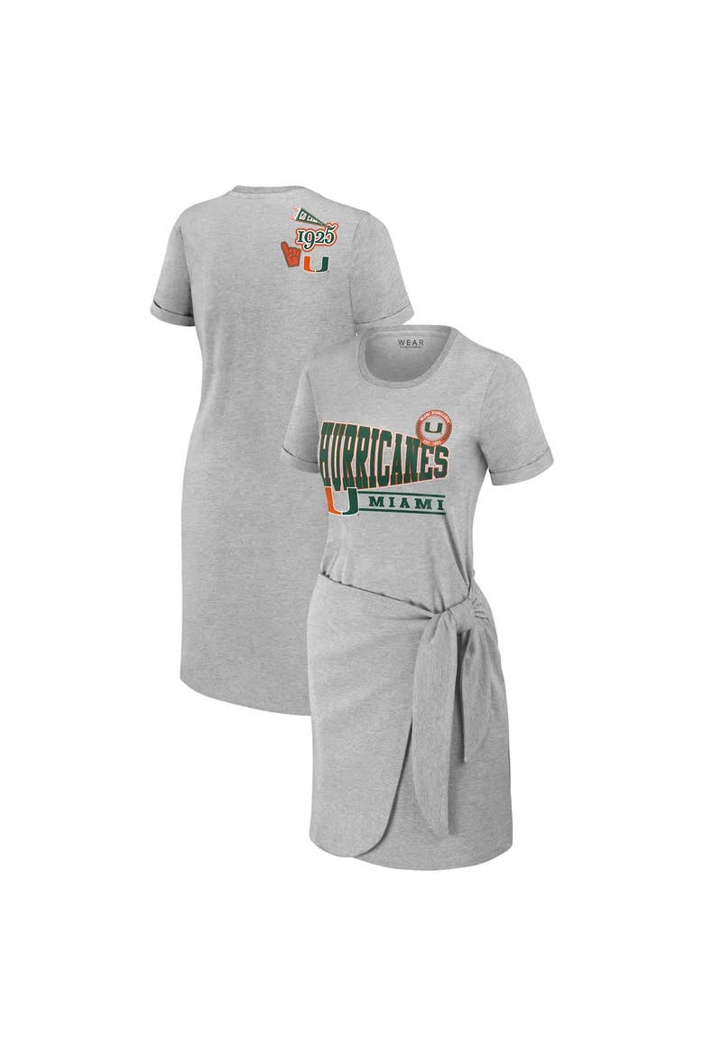 Women's WEAR by Erin Andrews Heather Gray Miami Hurricanes Knotted T-Shirt Dress, Alternate, color, Heather Gray