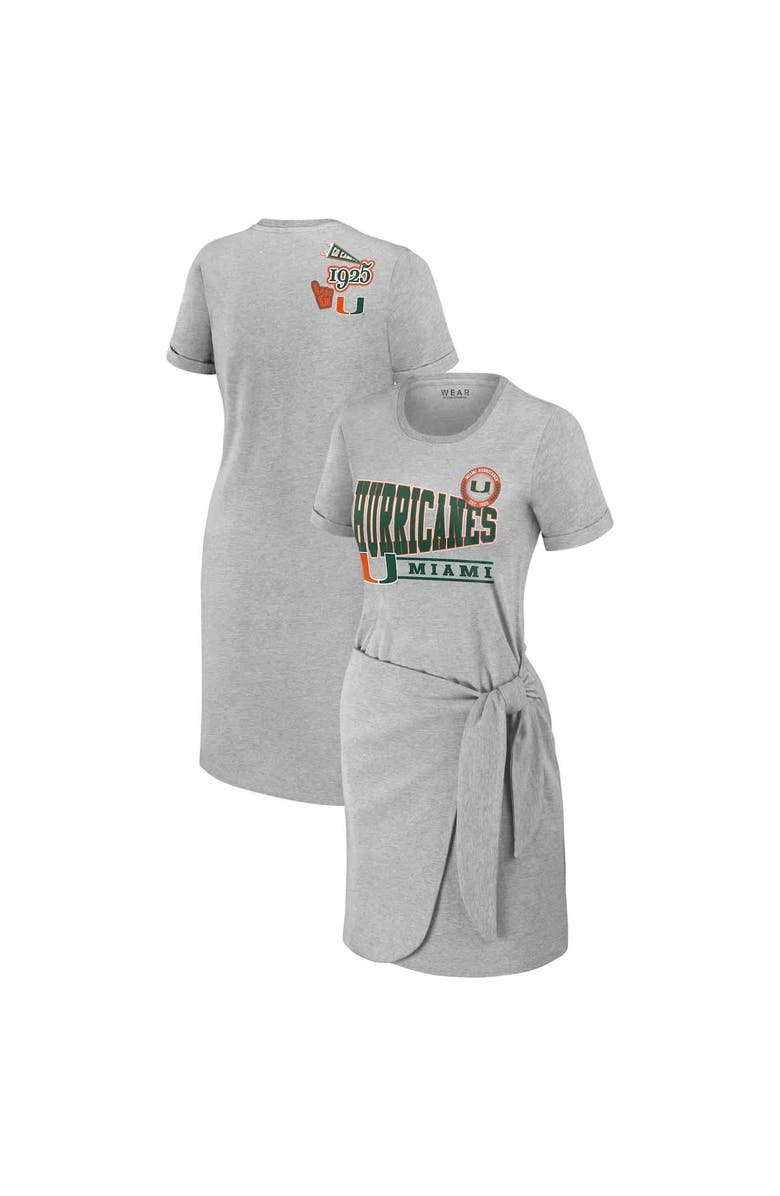 WEAR by Erin Andrews Women's WEAR by Erin Andrews Heather Gray Miami Hurricanes Knotted T-Shirt Dress, Alternate, color, Heather Gray