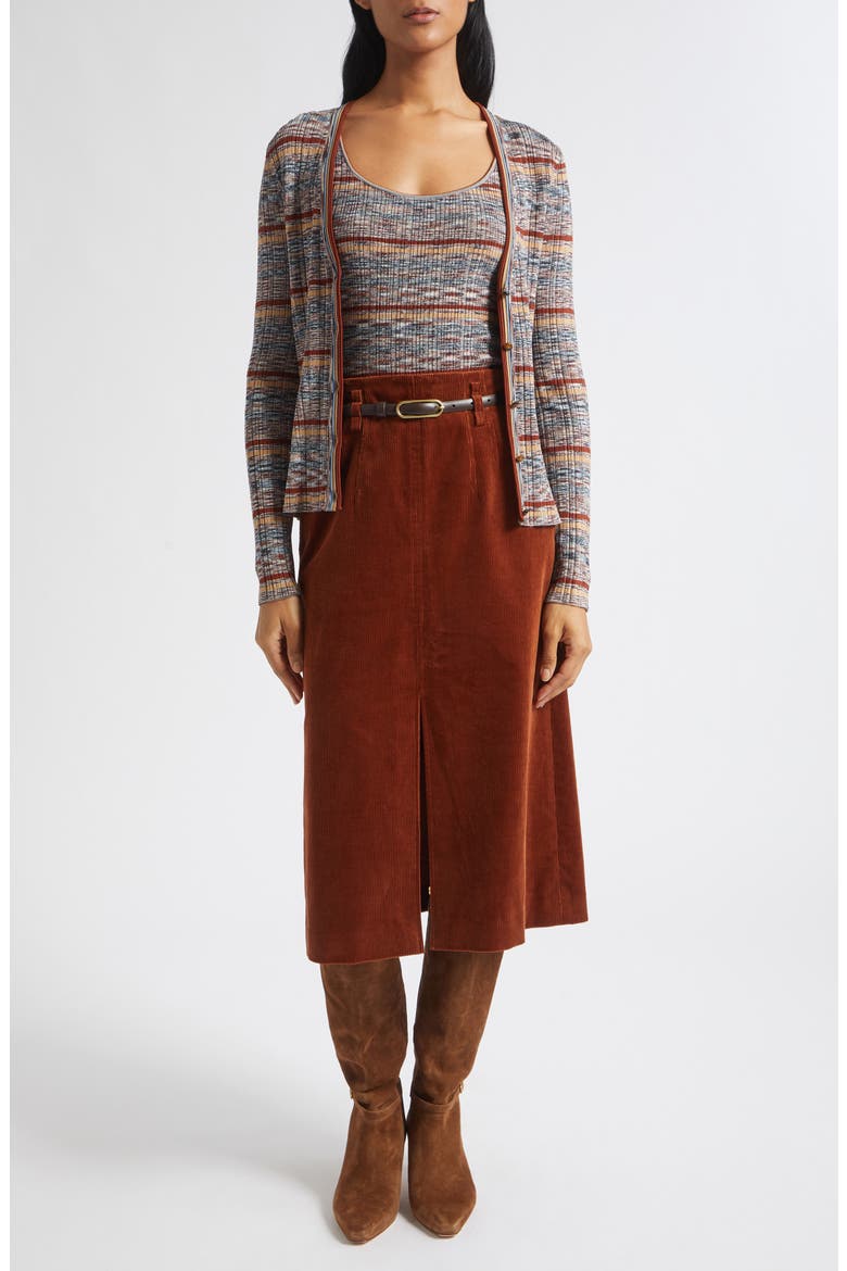Alexie Corduroy Midi Skirt, Alternate, color, RUST