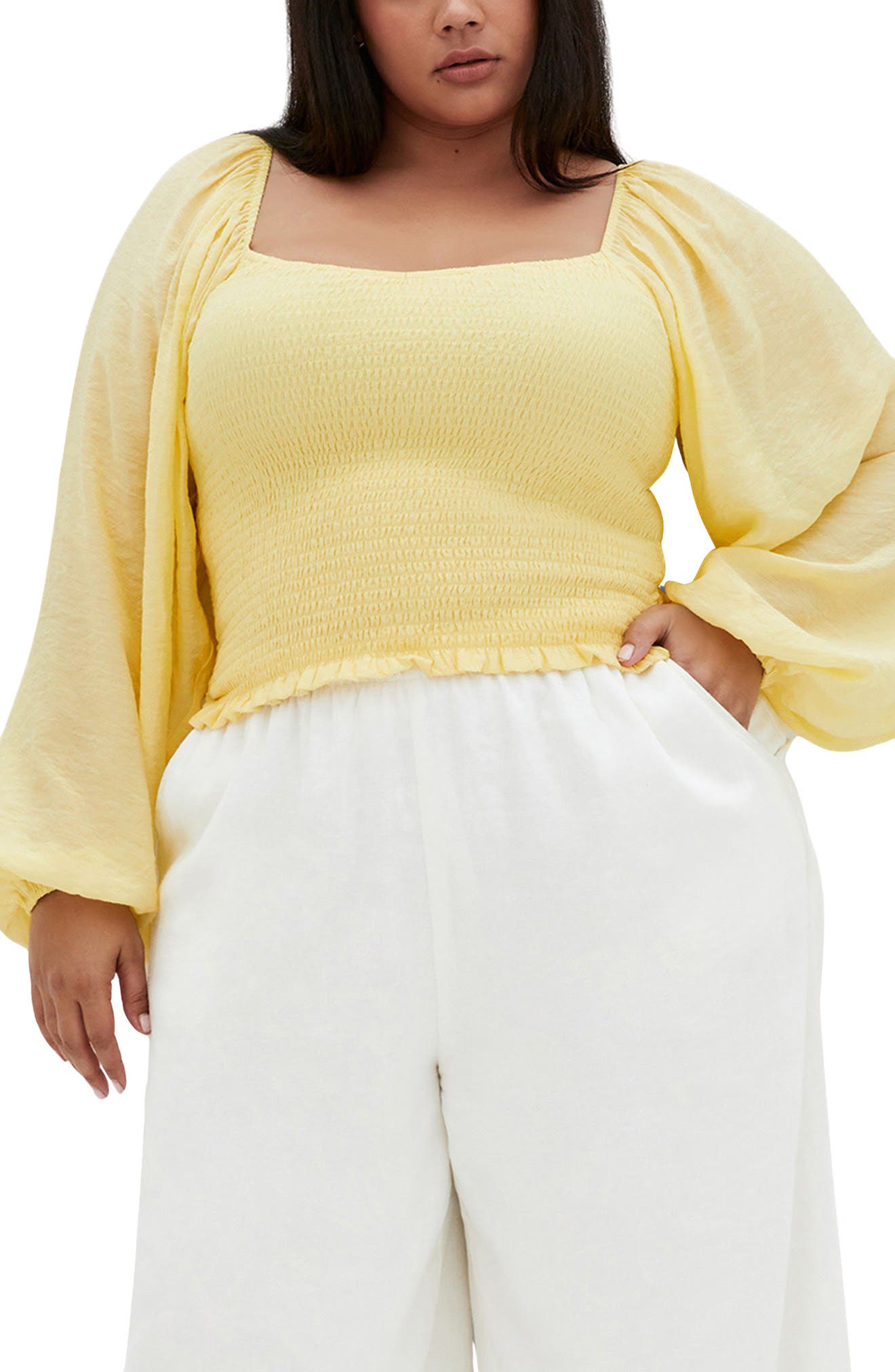 pale yellow plus size tops