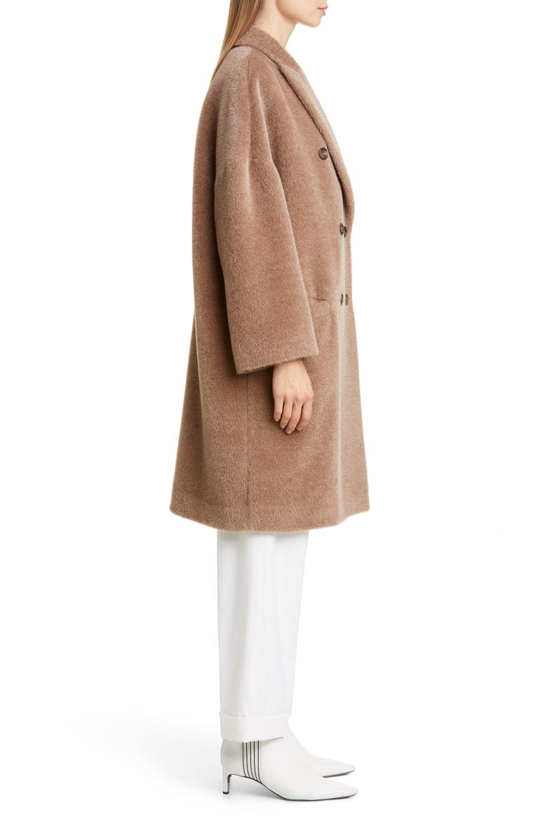 Double Breasted Alpaca Blend Coat, Alternate, color, CARIBOU
