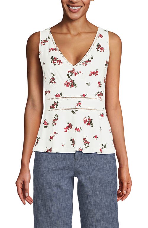 Lands' End Regular Size Sleeveless Lwcm Lattice Peplum Vneck Top