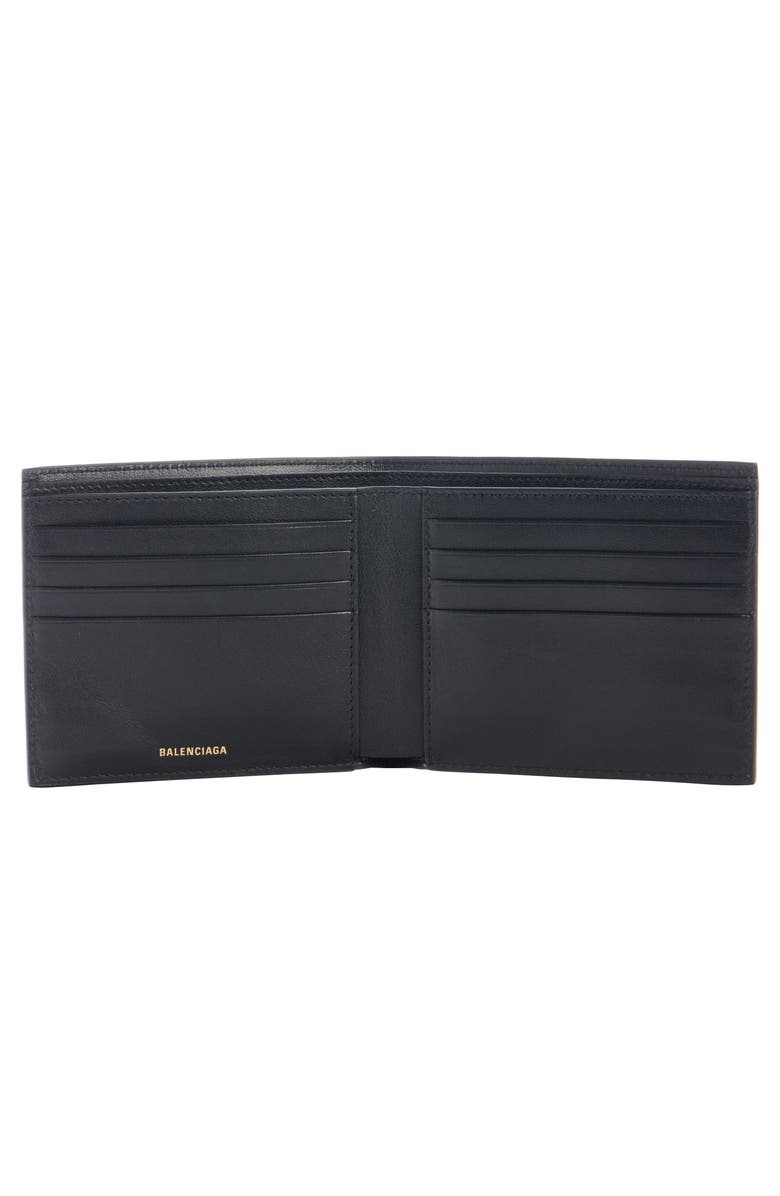 Balenciaga Monaco Leather Bifold Wallet, Alternate, color, Black