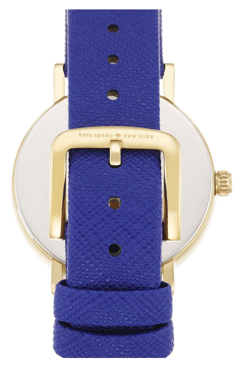 'metro - happy hour' leather strap watch, 34mm (Nordstrom Exclusive), Alternate, color, COBALT/ GOLD