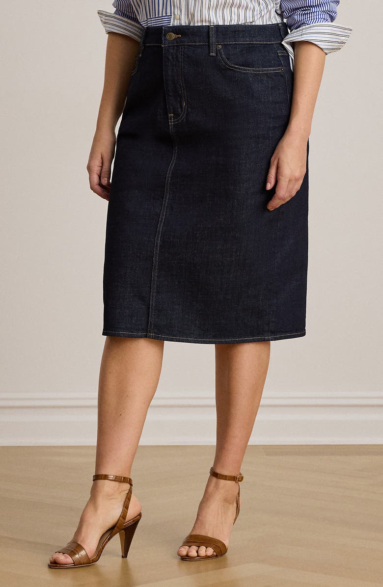 Lauren Ralph Lauren Denim Pencil Skirt, Alternate, color, Rinse Wash Blue