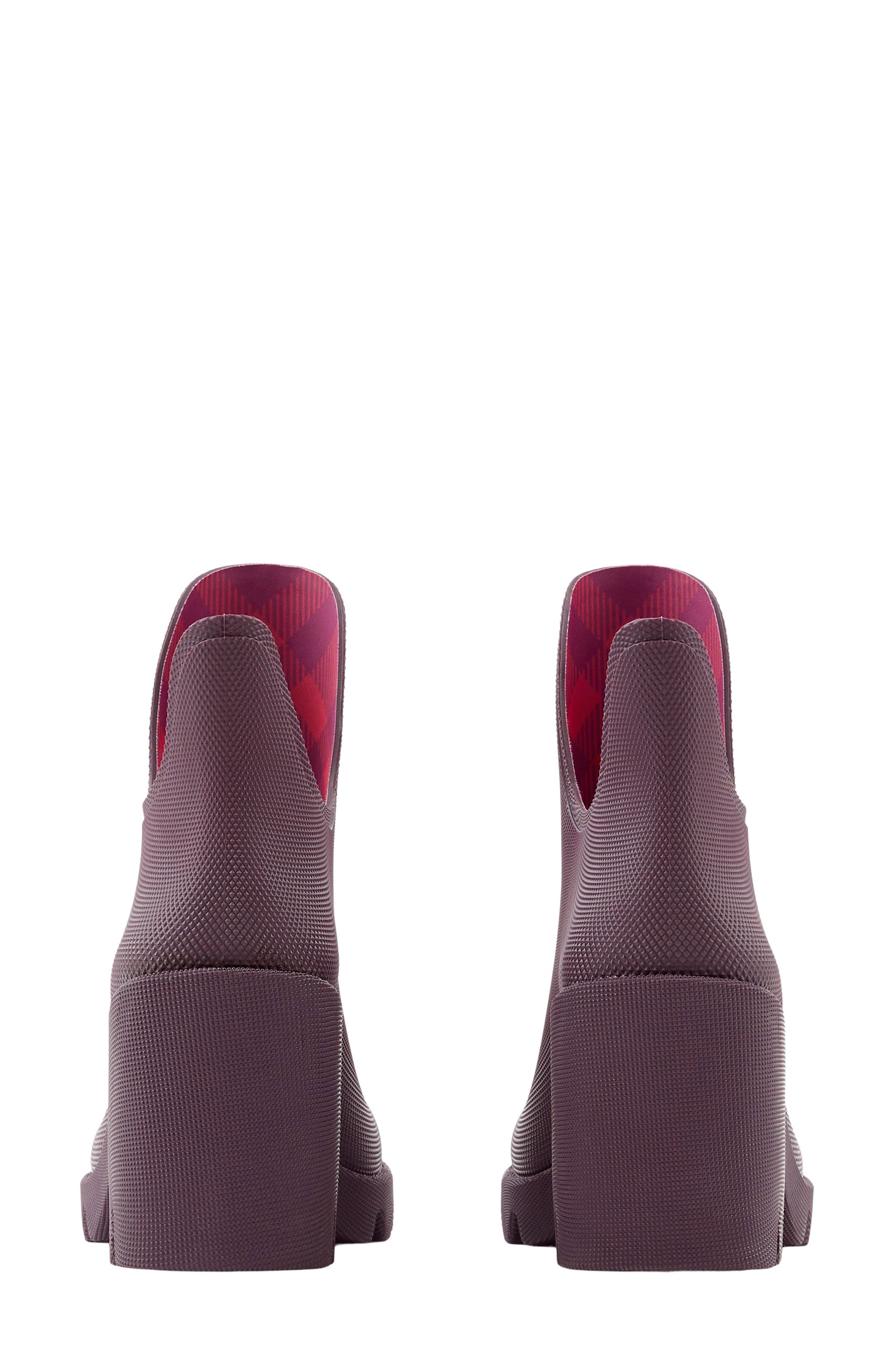 Burberry Marsh Textured Ankle Boot, Alternate, color, Aubergine