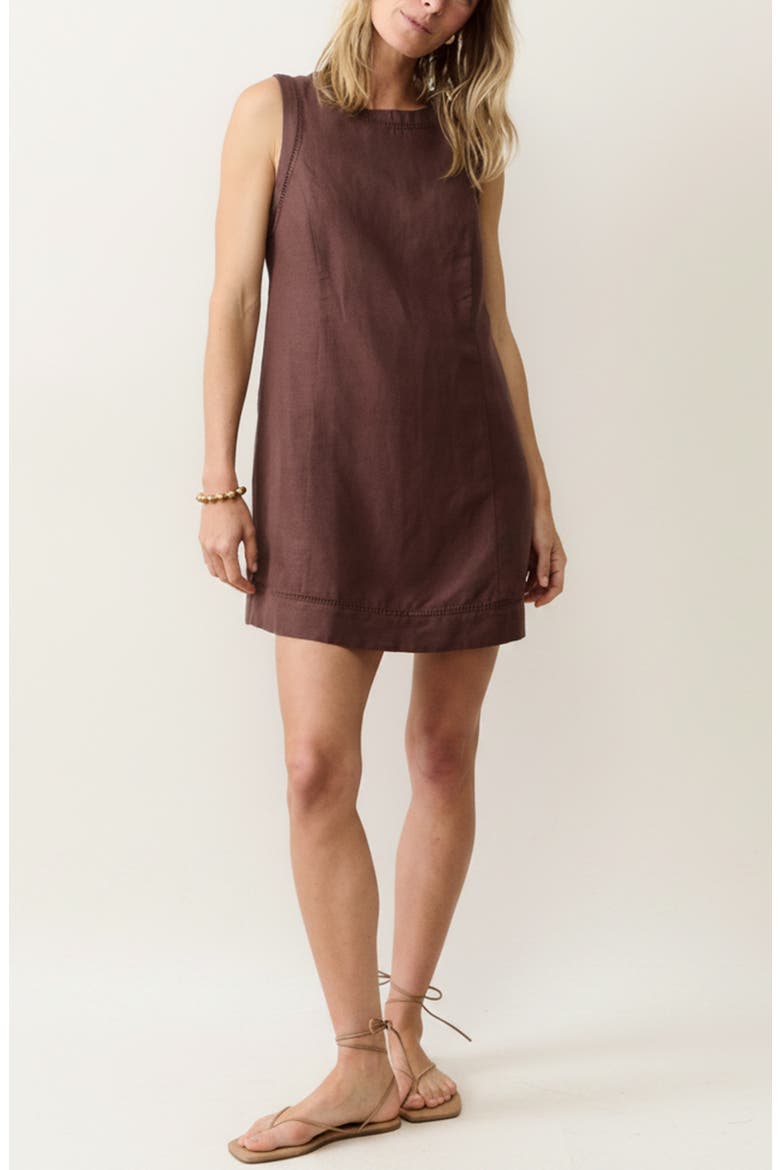 Cora Linen Blend Minidress, Main, color, CHOCOLATE