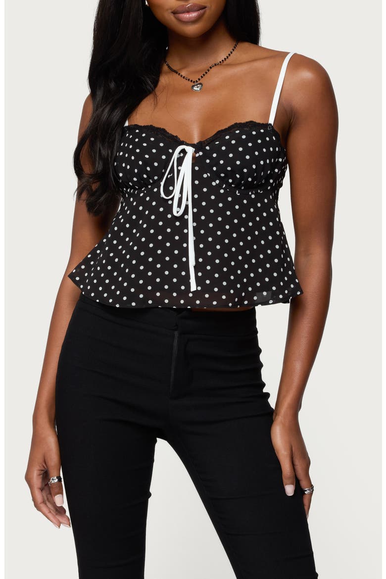 Contrast Dot Camisole, Main, color, BLACK-AND-WHITE