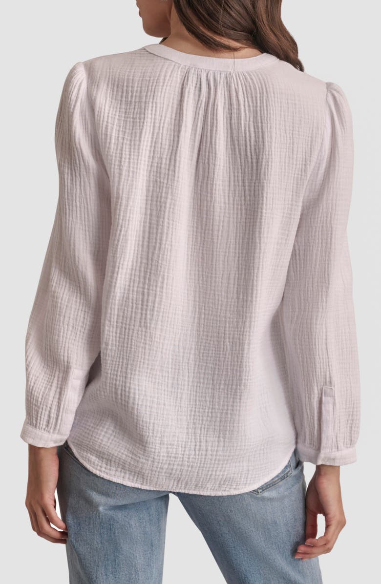 DKNY Jeans Gauze Henley Shirt, Alternate, color, White