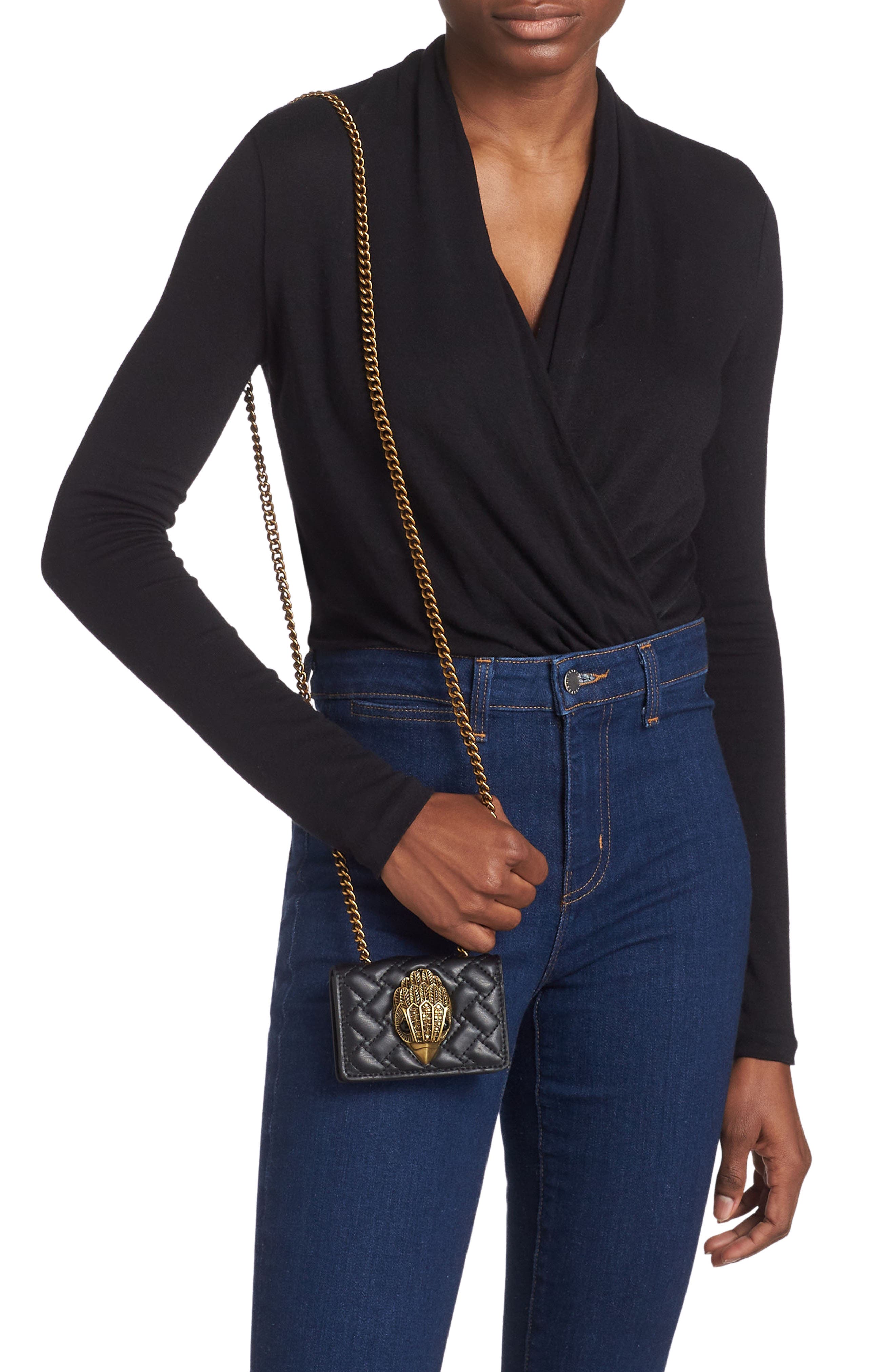 Kurt Geiger London Micro Kensington Quilted Leather Crossbody Bag, Alternate, color, 