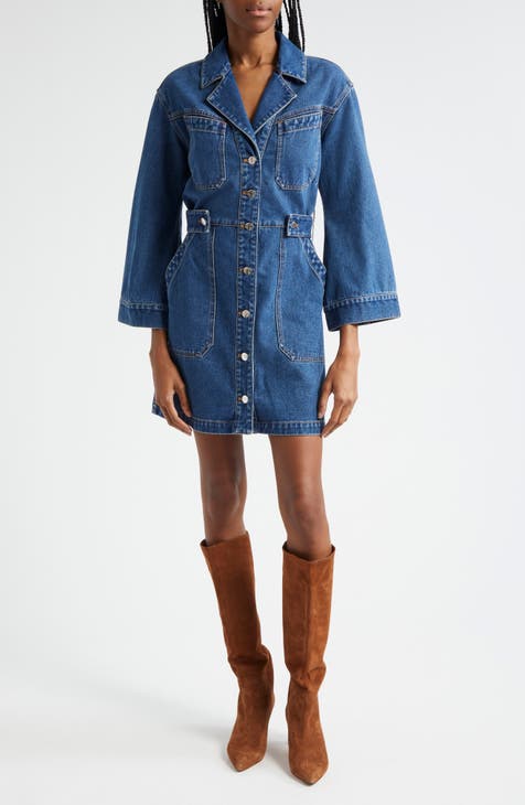 Chic Fashion Fitted Ripped Long Sleeve Jeans Denim hip dress main image 1