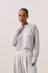 NAKED CASHMERE CHRISSY CROPPED CABLE KNIT SWEATER