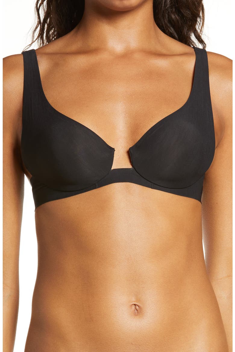 Naked Underwire Plunge Bra, Main, color, ONYX