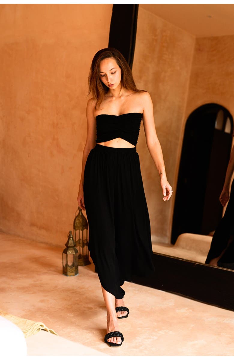 PINK HALEY Winona Smocked Tube Top & Asymmetrical Pants Set, Alternate, color, Black