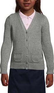 Lands' End School Uniform Girls Cotton Modal Button Front Cardigan Sweater