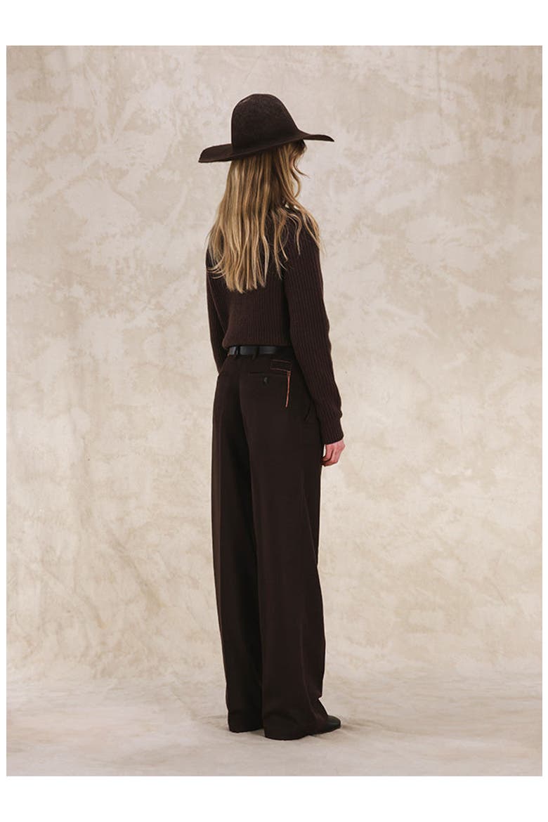 Juliana Wide Leg Wool Trousers, Alternate, color, Brown
