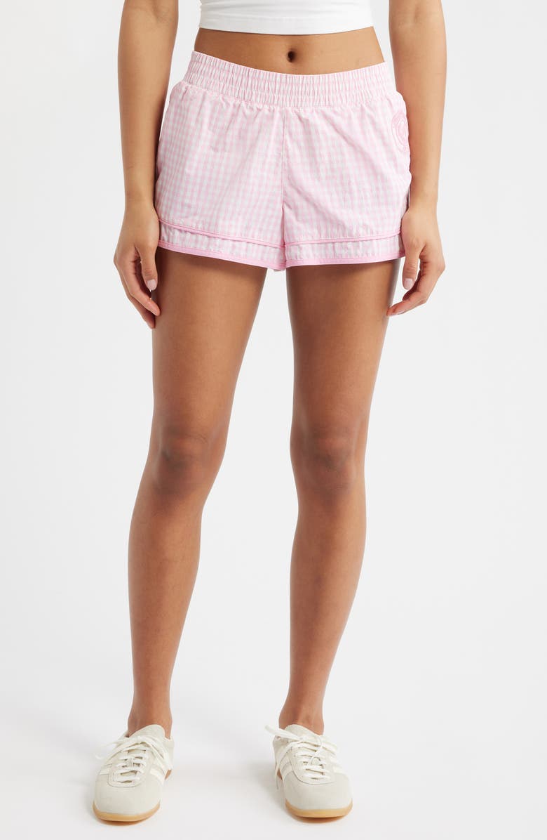 LoveShackFancy Lavey Gingham Shorts, Main, color, Tickled Pink