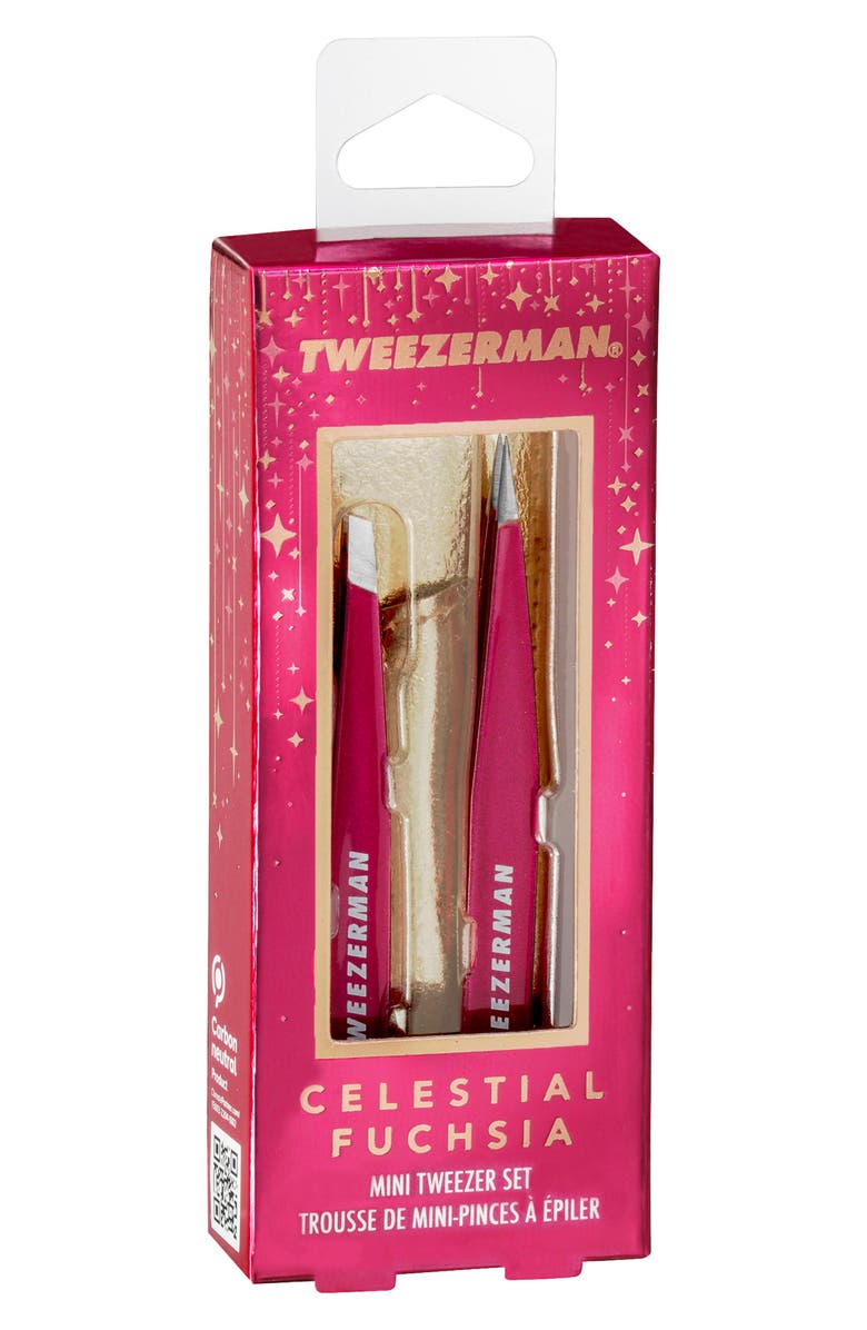 TWEEZERMAN Mini Slant Tweezer & Point Tweezer Set $25 Value, Alternate, color, Celestial Fuschia