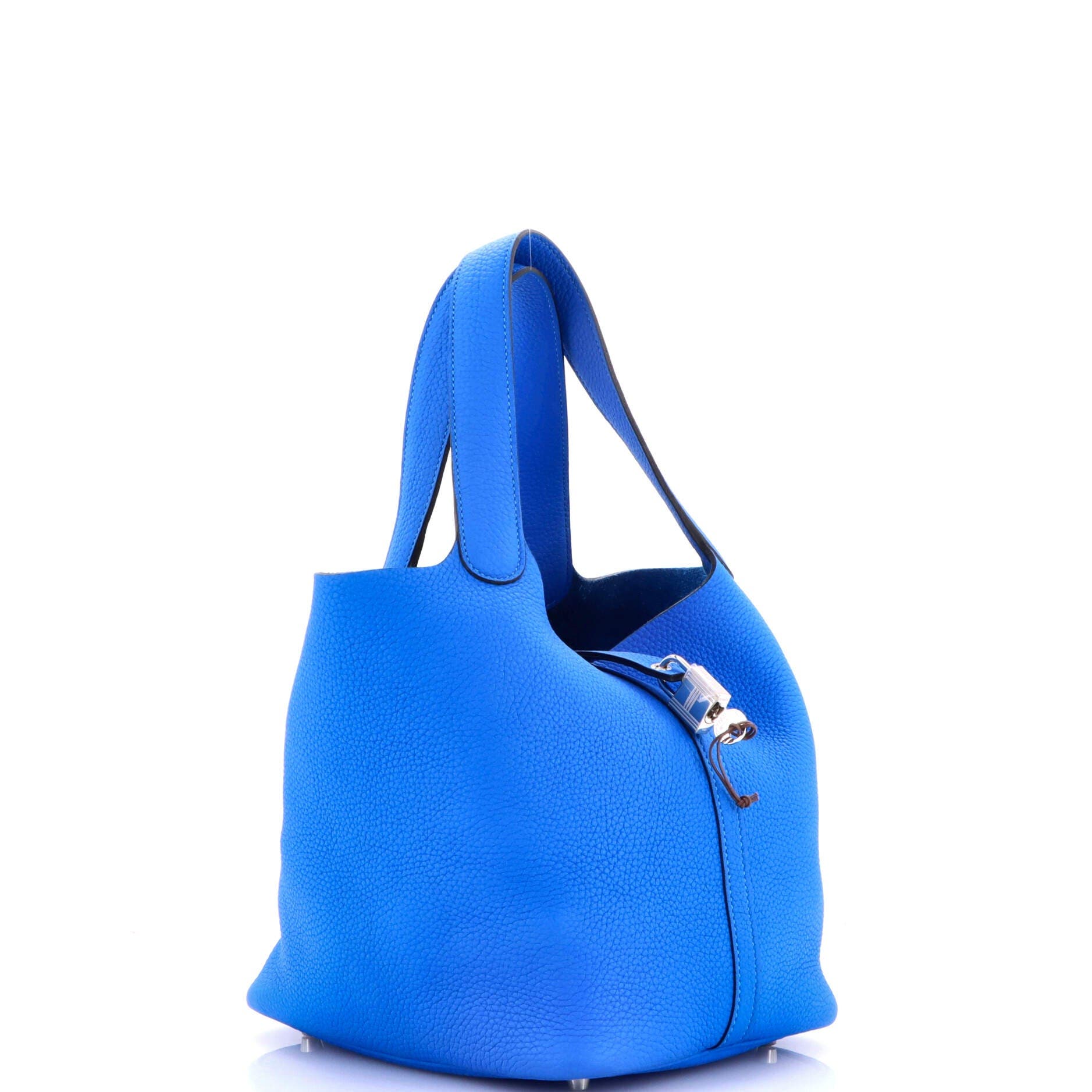 Pre-Owned Hermes Picotin Lock Bag Clemence MM, Alternate, color, Bleu Hydra