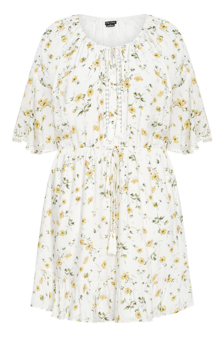 Ayanna Floral Short Sleeve Dress, Alternate, color, DAISY CHAIN