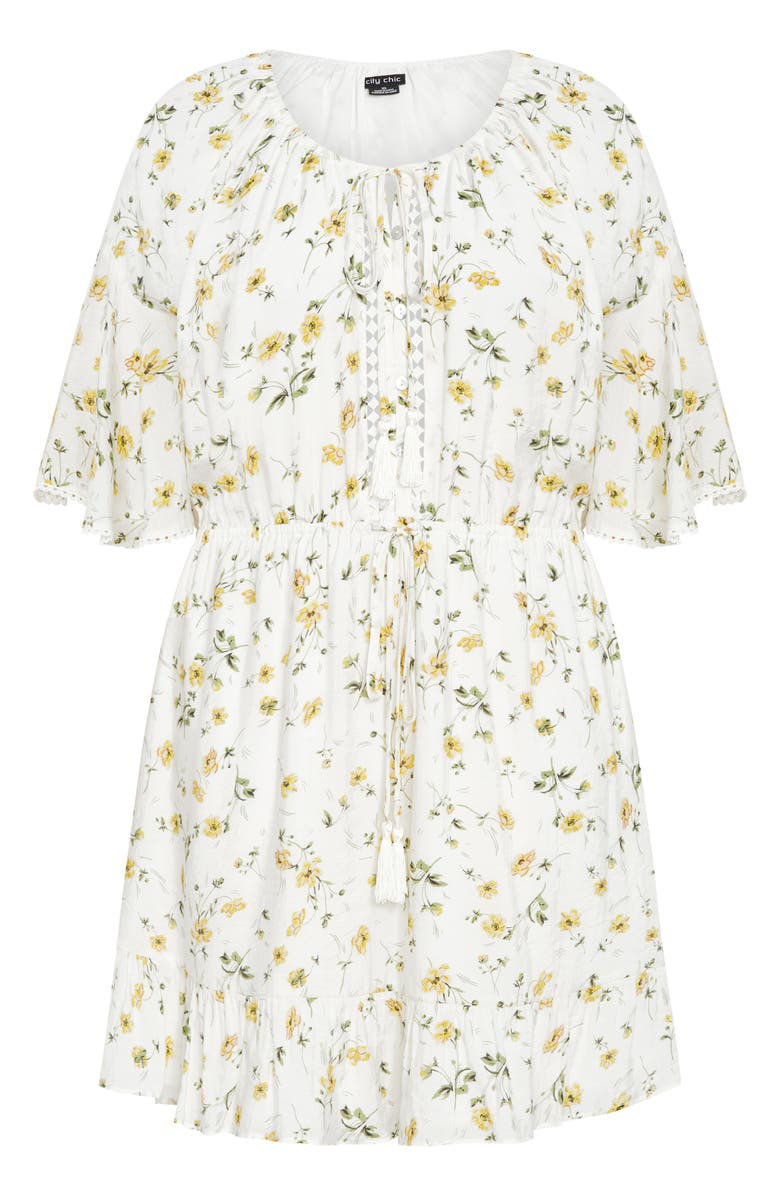 City Chic Ayanna Floral Short Sleeve Dress, Alternate, color, Daisy Chain