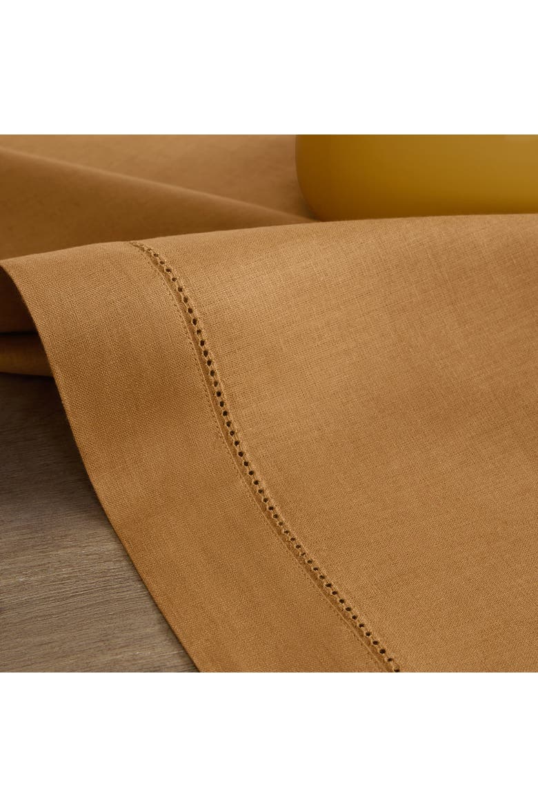 Linen Table Runner - Classic Hemstitch, Alternate, color, Brown Sugar