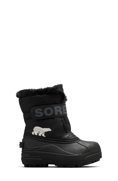 Sorel Kids' Snow Commander Insulated Waterproof Boot In Black/charcoal