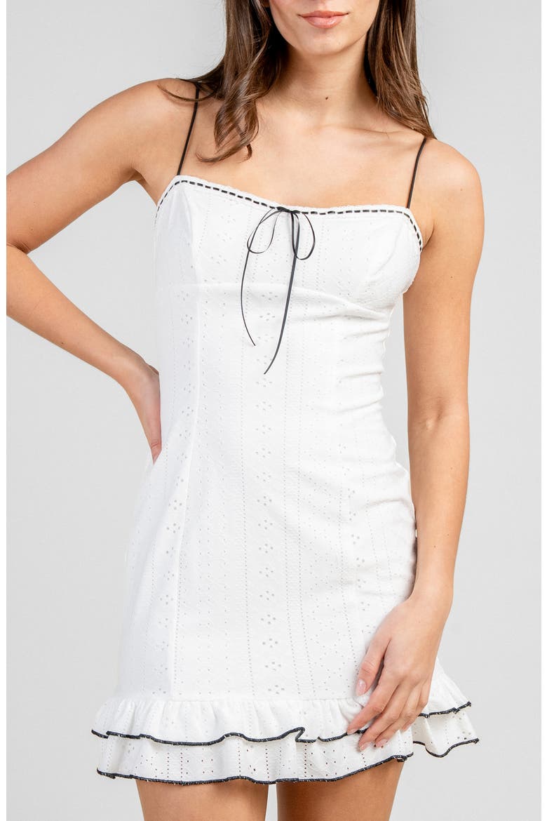 Eyelet Ruffled Minidress, Alternate, color, CREAM