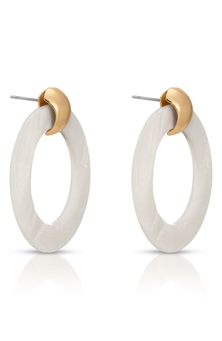Ettika Mother-of-Pearl Open Ring Earrings, Alternate, color, Gold