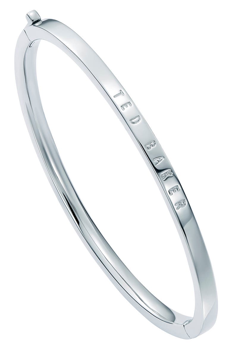 Chrishell Logo Slim Bangle Bracelet, Alternate, color, SILVER TONE