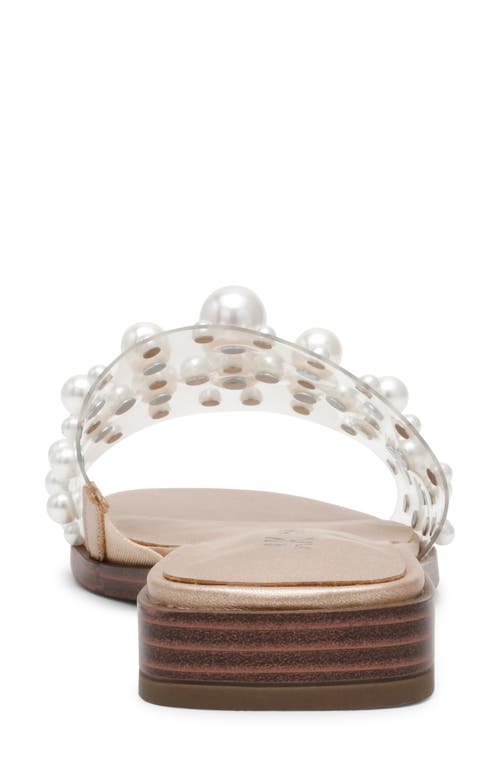 Anne Klein Eugenie Faux Pearl Slide Sandal In Clear Lucite
