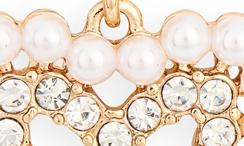 Ettika Faux Pearl & Cubic Zirconia Heart Drop Earrings In Gold