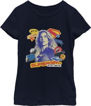 Supergirl Girl's Supergirl Pop Art Stickers and Badges Graphic T-Shirt