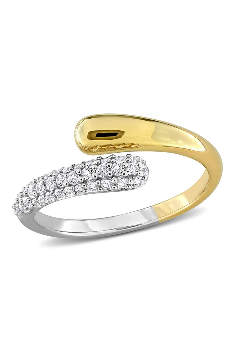Created White Sapphire Bypass Ring Yellow Silver, Main, color, Yellow-Plated Sterling Silver