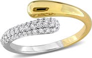 Julianna B. Created White Sapphire Bypass Ring Yellow Silver