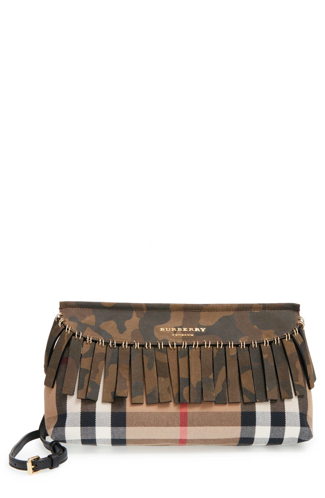 Prorsum 'Camo Fringe' Convertible Clutch, Main, color, DARK GREEN OCHRE