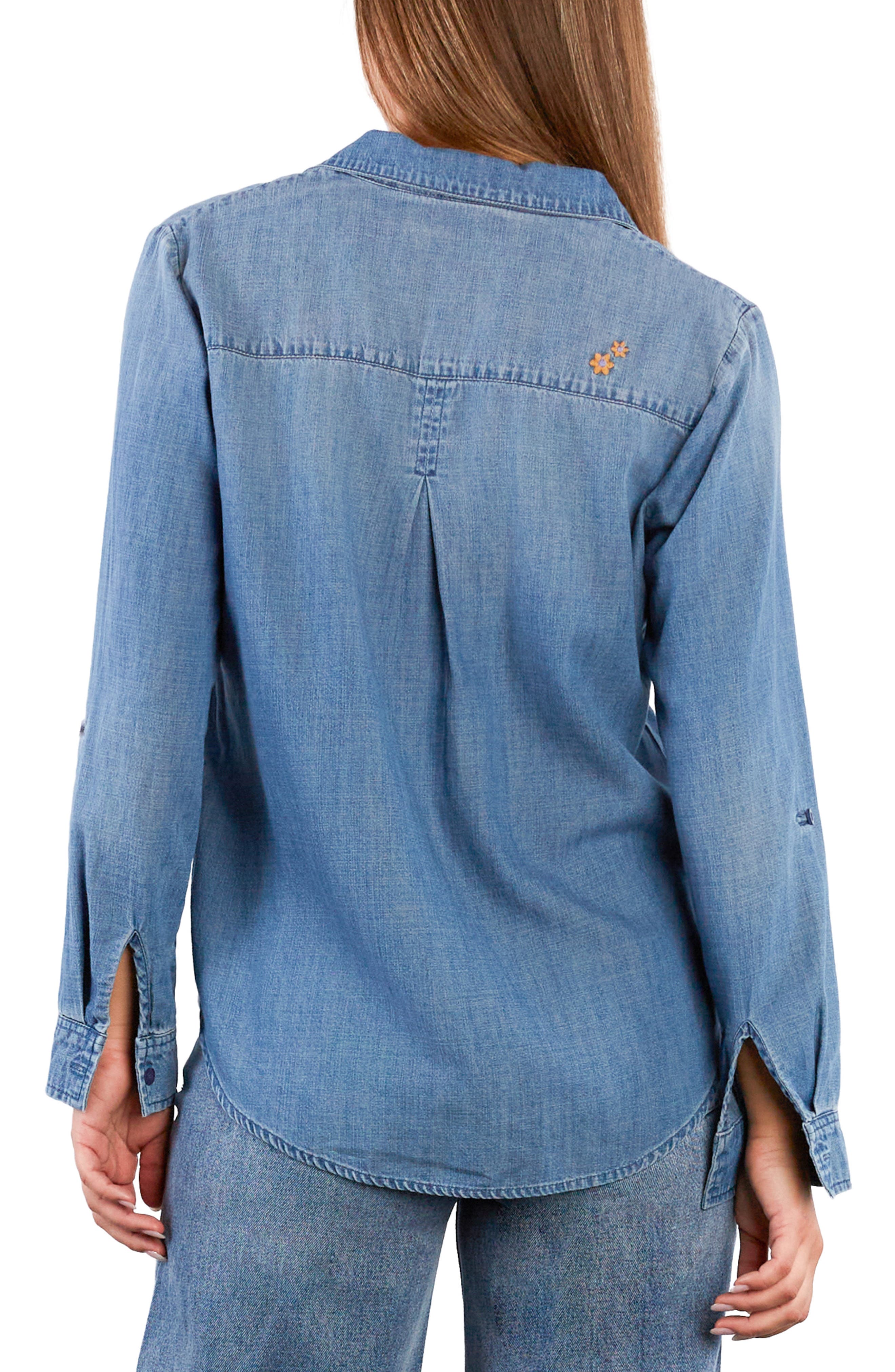 Floral & Flawless Embroidered Denim Shirt - image 4