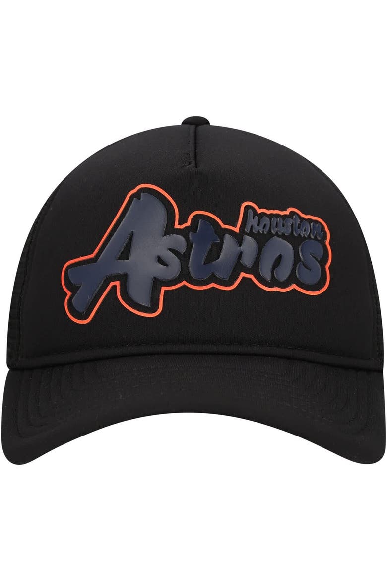 Men's New Era Black Houston Astros Retro Bold A-Frame Trucker 9FORTY Adjustable Hat, Alternate, color, Black