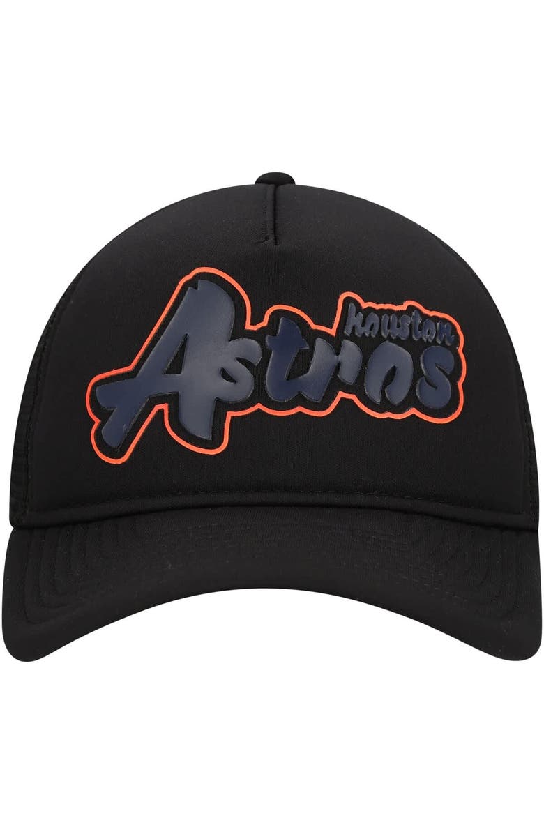 New Era Men's New Era Black Houston Astros Retro Bold A-Frame Trucker 9FORTY Adjustable Hat, Alternate, color, Black