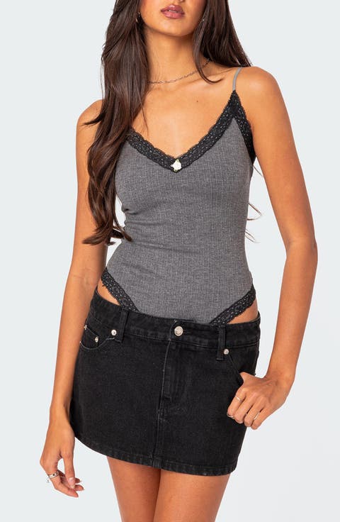 Aurora Lace Trim Rib Bodysuit