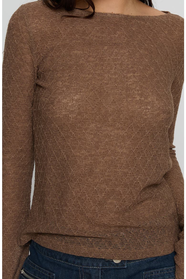 Tuppence Textured Long Sleeve Top, Alternate, color, BROWN