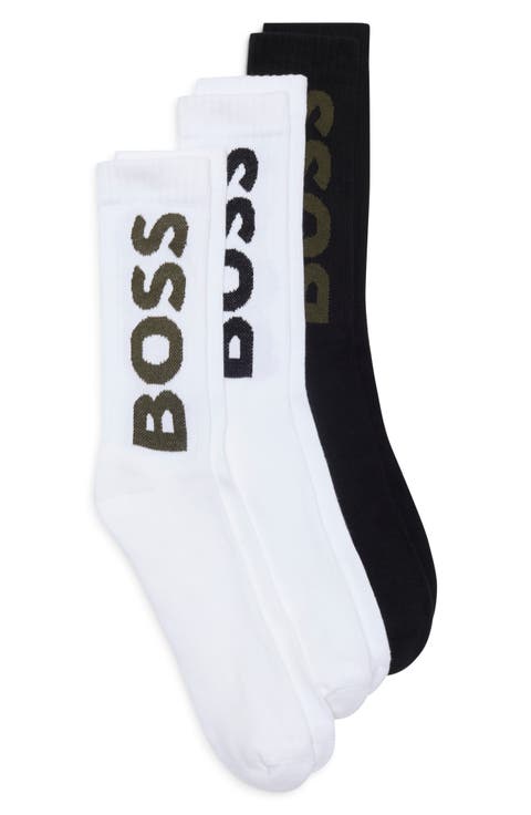 3-Pack Logo Ribbed Crew Socks