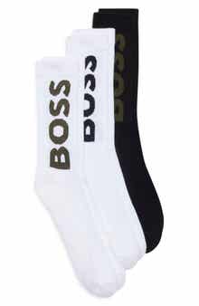 BOSS 3-Pack Logo Ribbed Crew Socks