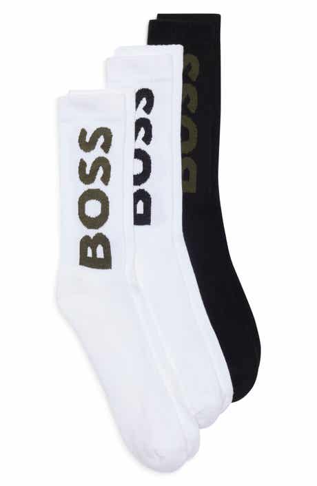 BOSS 3-Pack Logo Ribbed Crew Socks