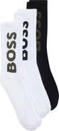 BOSS 3-Pack Logo Ribbed Crew Socks