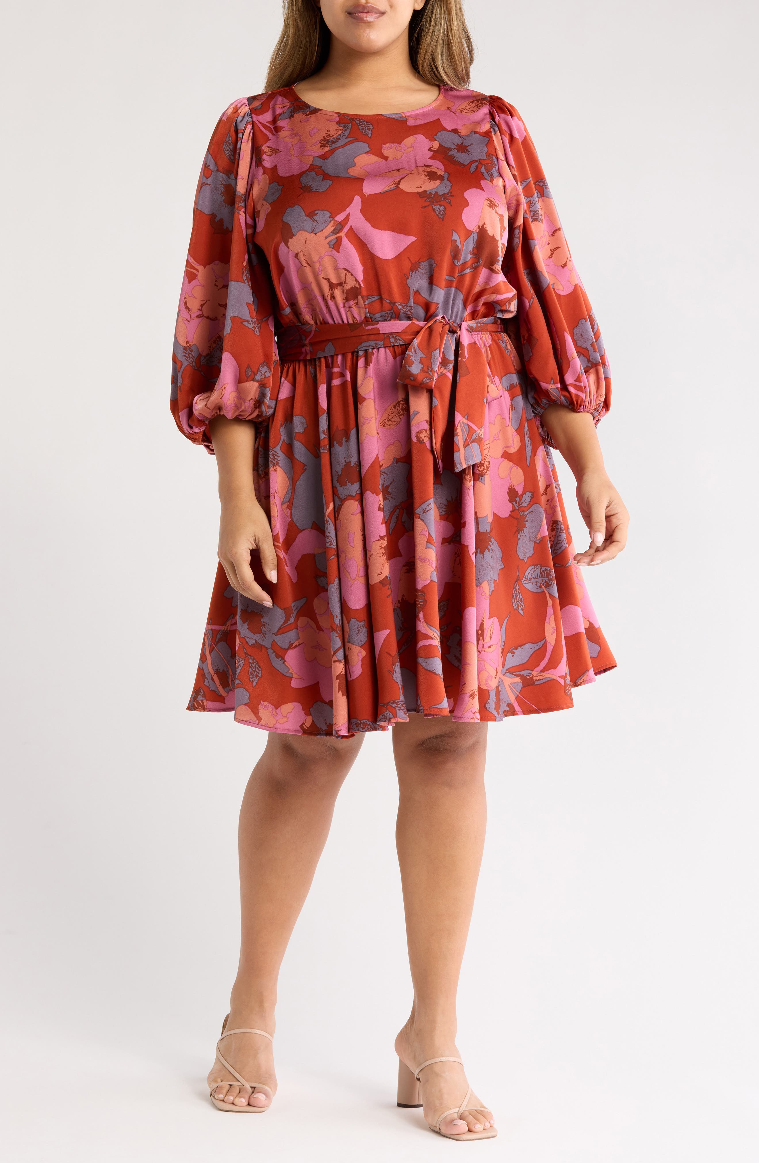 Renee C Floral Long Sleeve Fit & Flare Dress