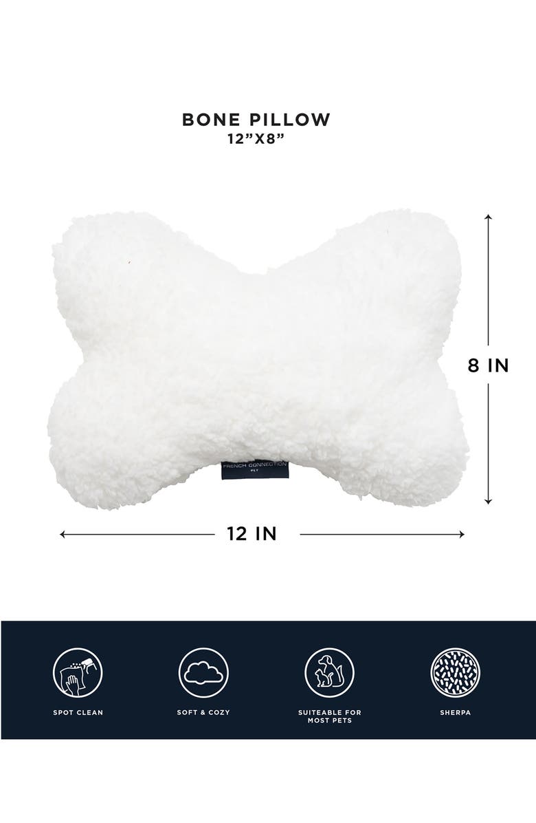 French Connection Pet Plush Throw & Faux Shearling Bone Pillow 2-Piece Set, Alternate, color, Black/White/Tan
