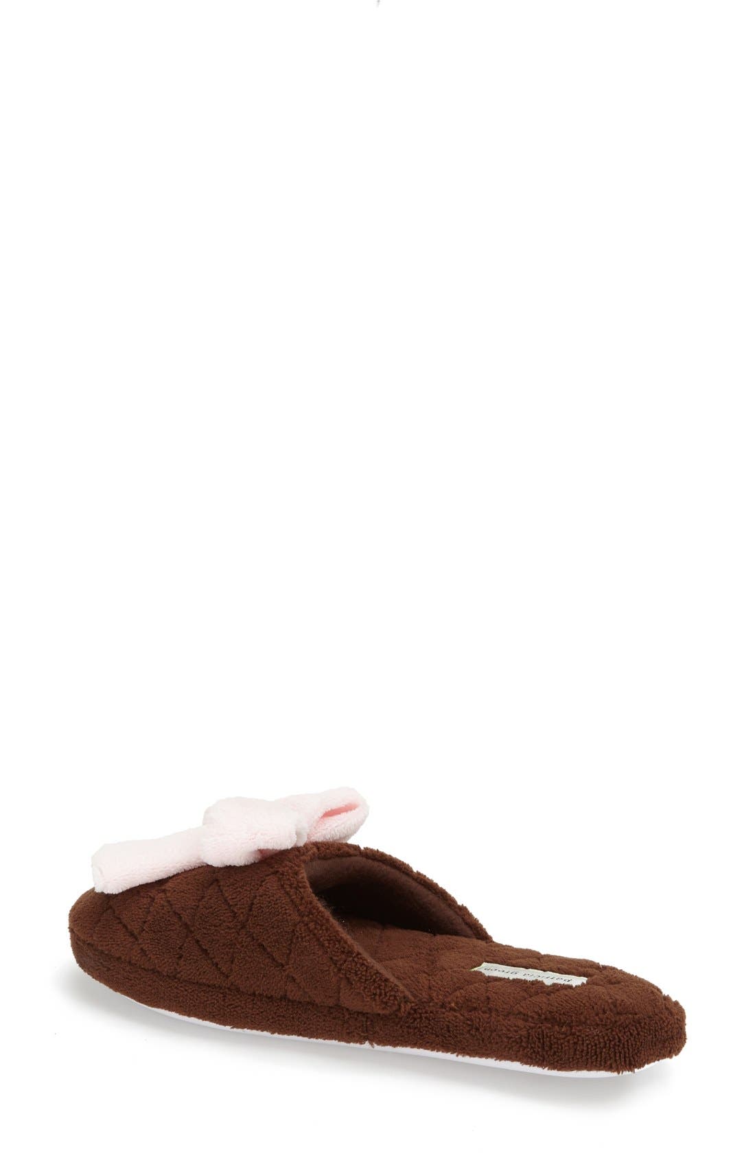 'Bonnie' Bow Slipper, Alternate, color, CHOCOLATE/ PINK