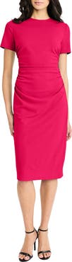 Maggy London Ruched Short Sleeve Midi Dress