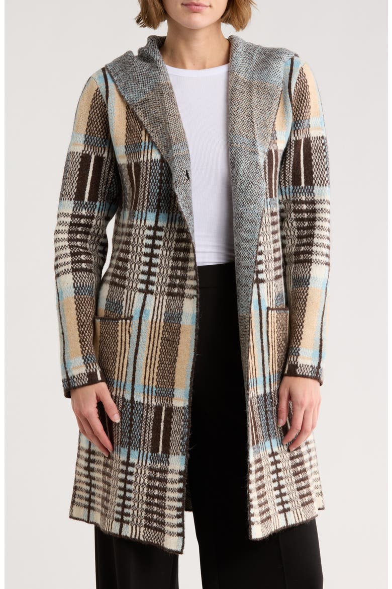 Plaid Cardigan, Main, color, BROWN